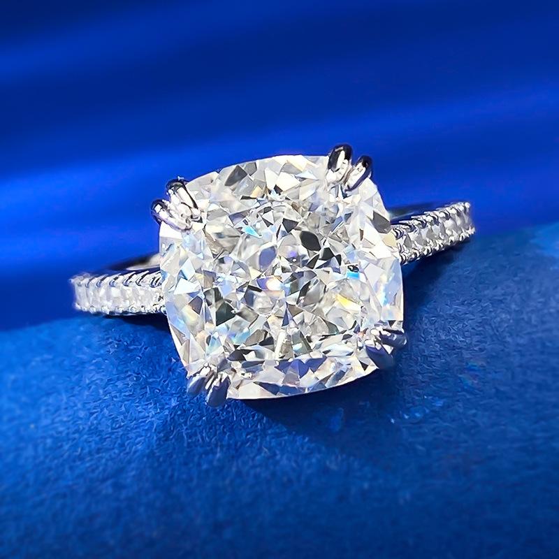 NO.023 S925 Sterling Silver Ice Flower Cut Square Ring 10*10mm 8A Cubic Zirconia Ring fashion jewelry accessory woman girl promise ring Springtok