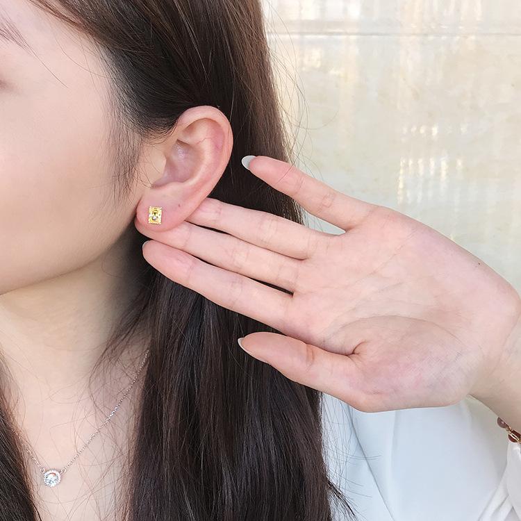 NO.182 S925 Sterling Silver Ice Flower Cut Rectangular Stud Earrings 1 cart 5*7MM 8A Cubic Zirconia Stud Earrings Glittering daily life Earrings Springtok