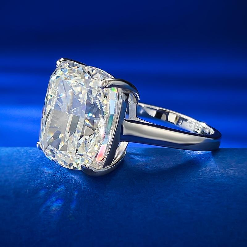 NO.017 S925 Sterling Silver Ice Flower Cut High Carbon Ring 6 Karat 12*14 8A Cubic Zirconia Ring fashion jewelry accessory woman girl promise ring Springtok