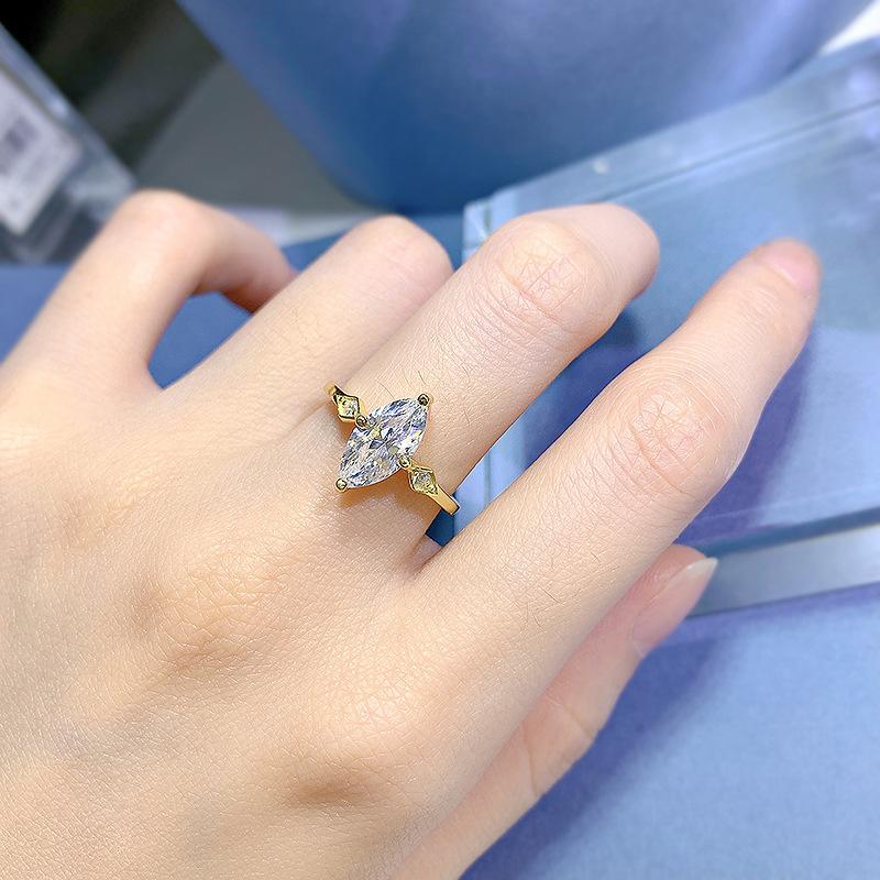 S925 Sterling Silver Marquise Horse Eye 6*12mm 6A Cubic Zirconia Ring-149(45%)