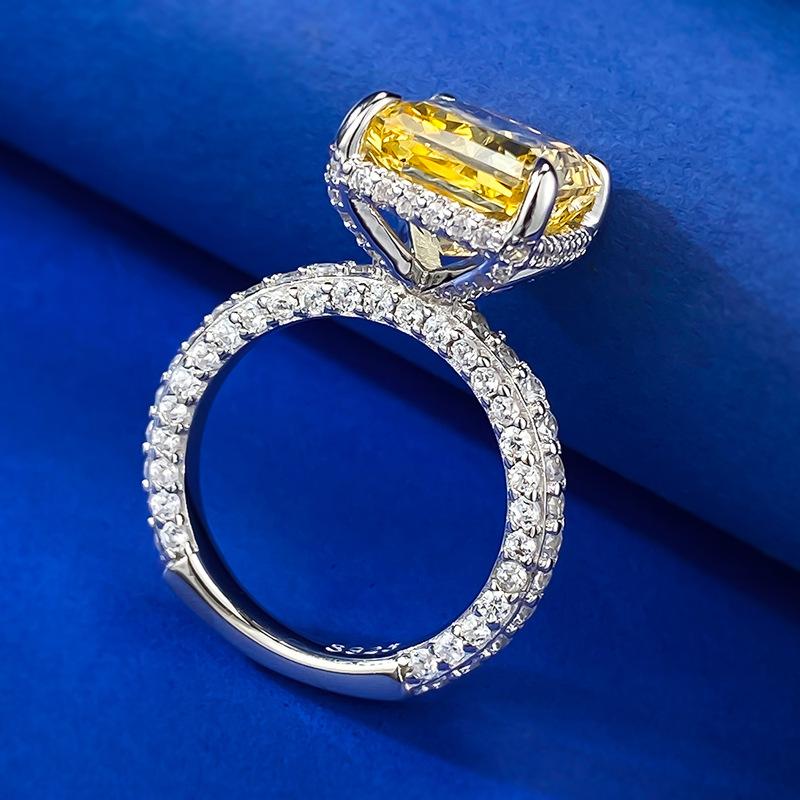 NO.016 S925 Sterling Silver Ice Flower Cut High Carbon Ring 10*12 8A Cubic Zirconia Ring fashion jewelry accessory woman girl promise ring Springtok