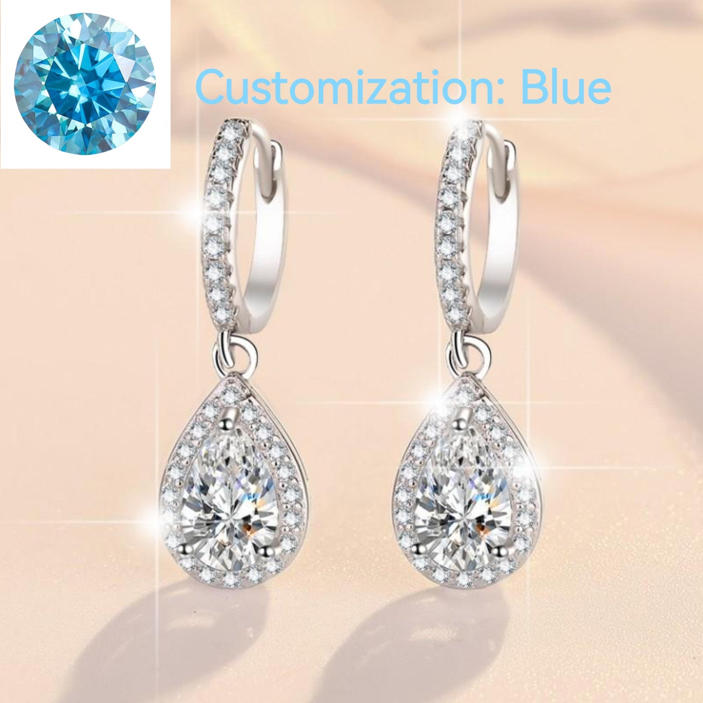 NO.176 S925 Sterling Silver Pear-Shaped Earrings Synthetic Moissanite Earrings Glittering daily life Earrings Springtok