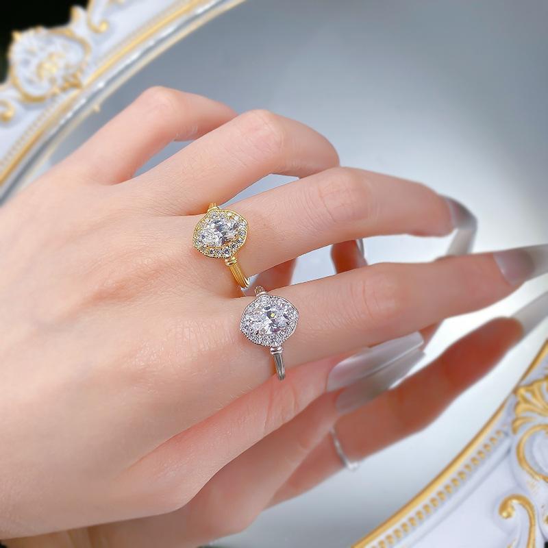 S925 Sterling Silver Oval Pigeon Egg 6*8mm 6A Cubic Zirconia Ring-420(25%)