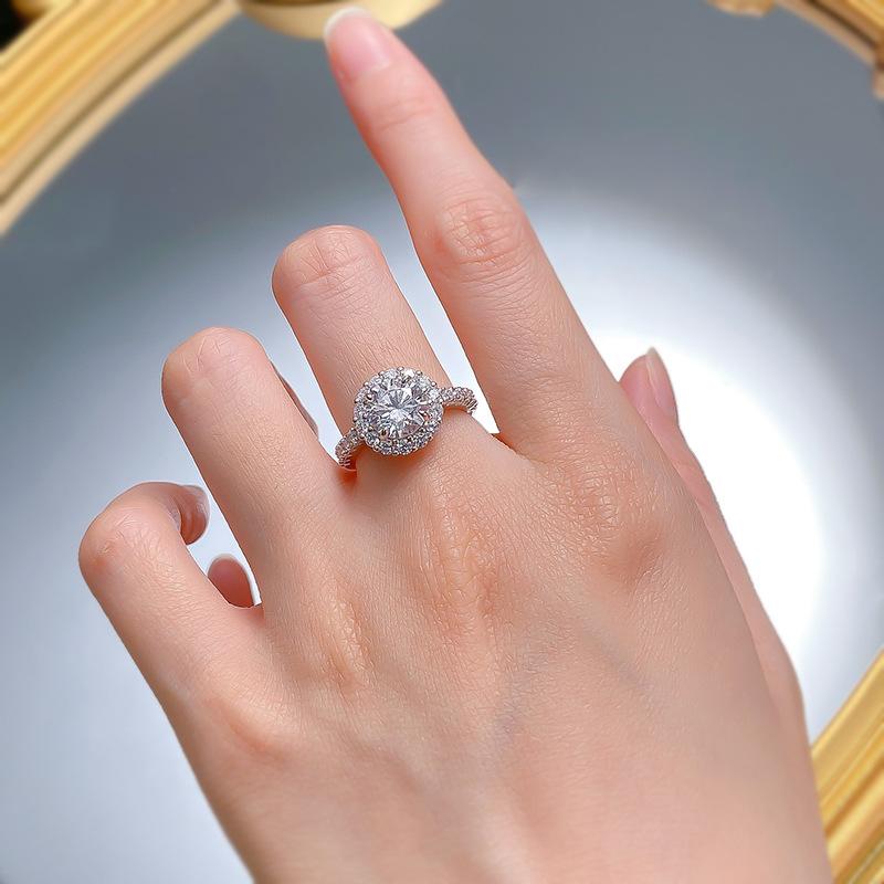 S925 Sterling Silver round Cut round Ring 8 * 8mm 6A Cubic Zirconia Ring fashion jewelry accessory woman girl promise ring Springtok-189(35%)