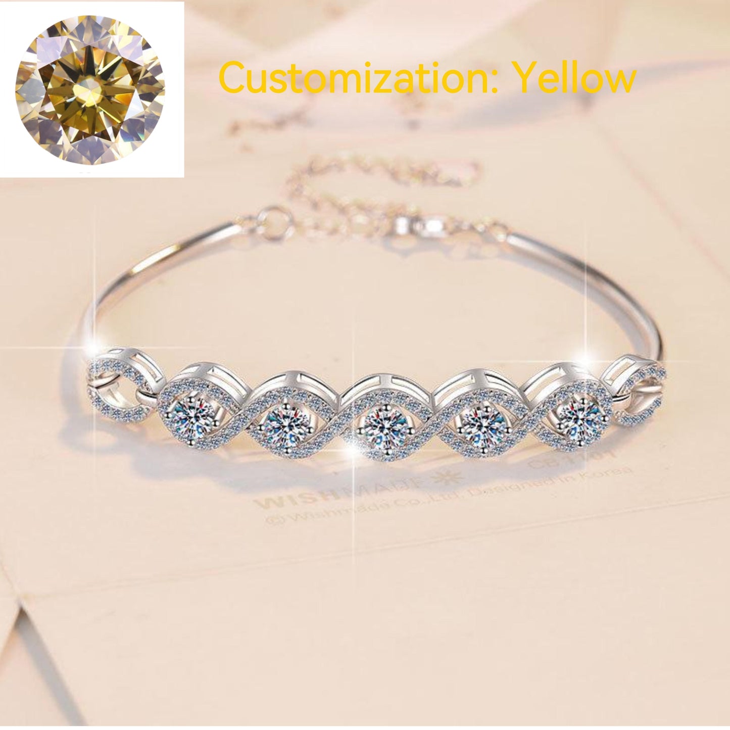 NO.210 S925 Sterling Silver Five Stars Bracelet Synthetic Moissanite Bracelet