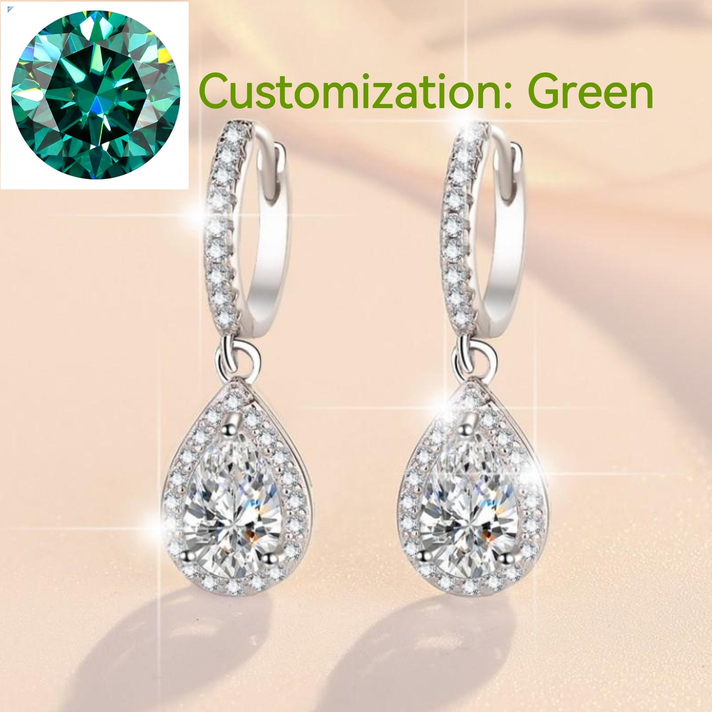 NO.176 S925 Sterling Silver Pear-Shaped Earrings Synthetic Moissanite Earrings Glittering daily life Earrings Springtok