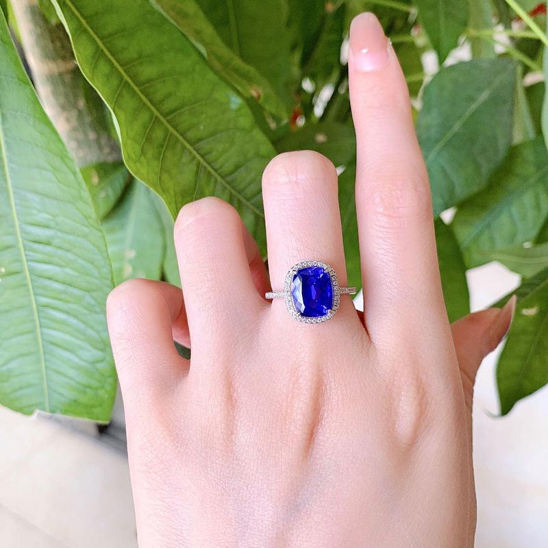 NO.052 S925 sterling silver oval cut cushion shape Ring 8*10mm 8A cubic zirconia ring fashion jewelry accessory woman girl promise ring Springtok