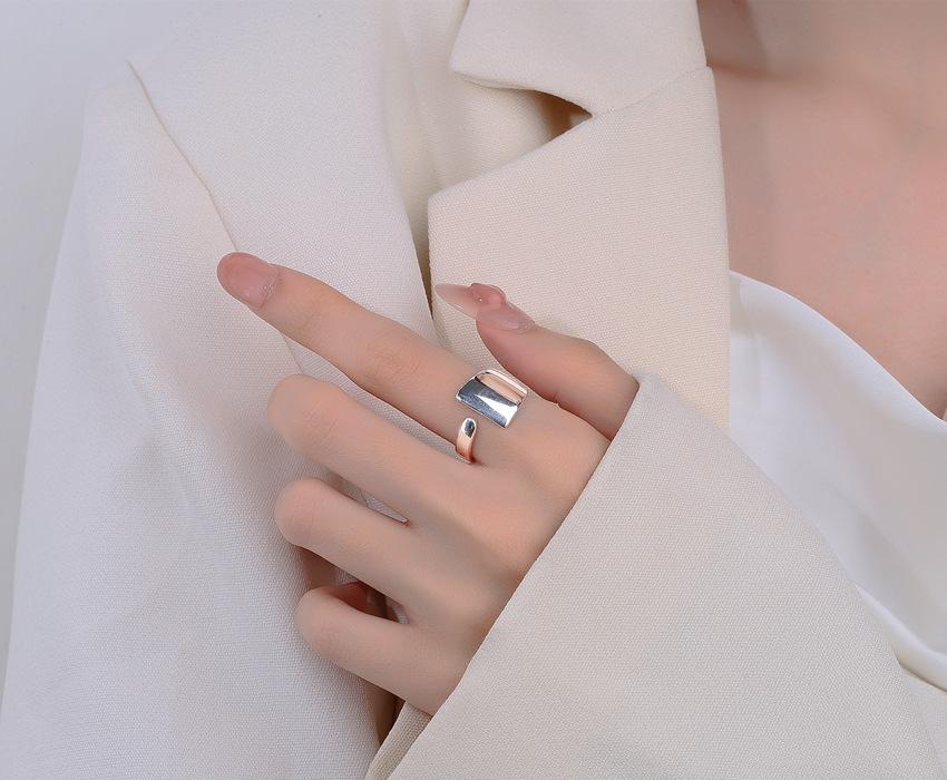 S925 Sterling Silver Irregular Geometric Ring Women's Open Ring-554(45%)