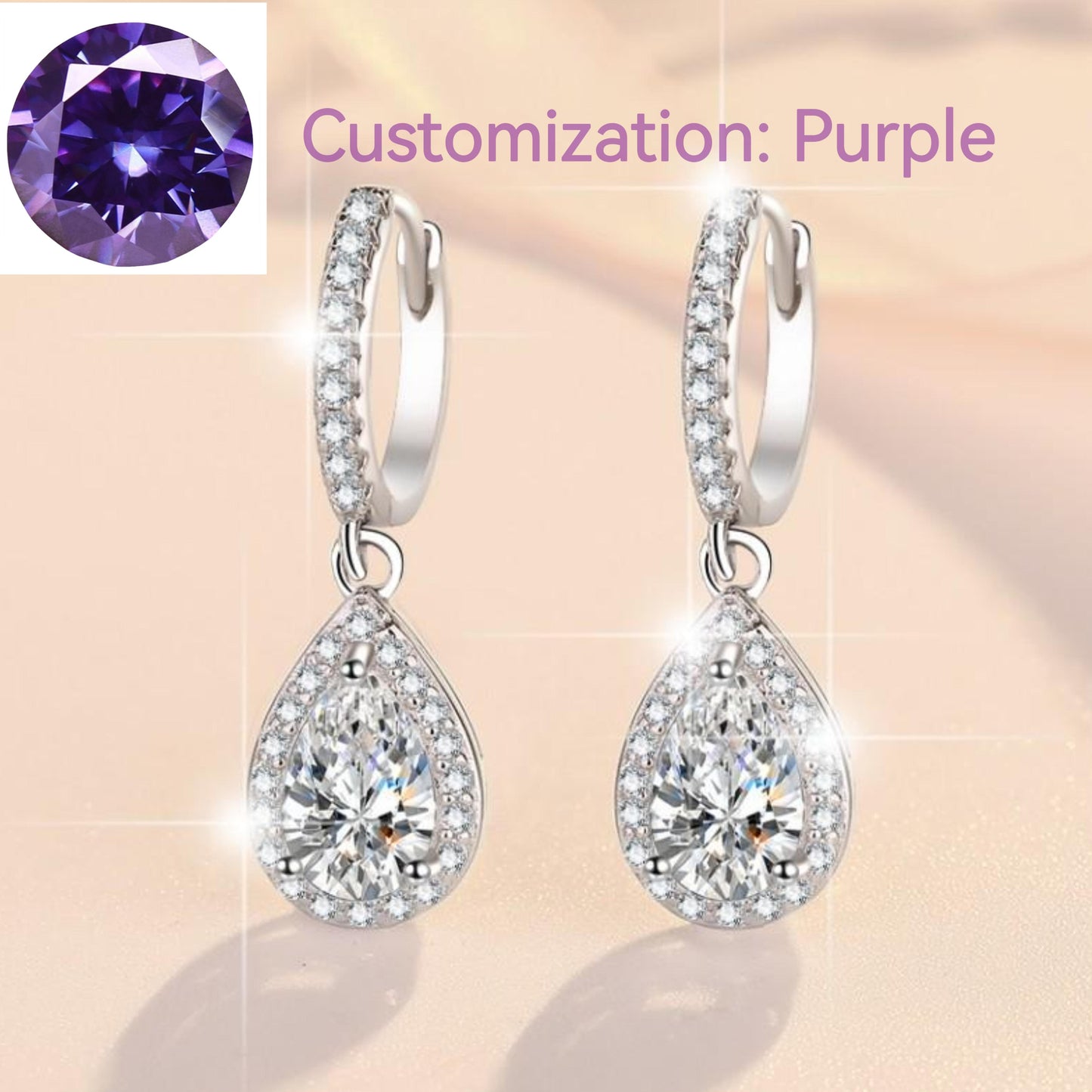 NO.176 S925 Sterling Silver Pear-Shaped Earrings Synthetic Moissanite Earrings Glittering daily life Earrings Springtok
