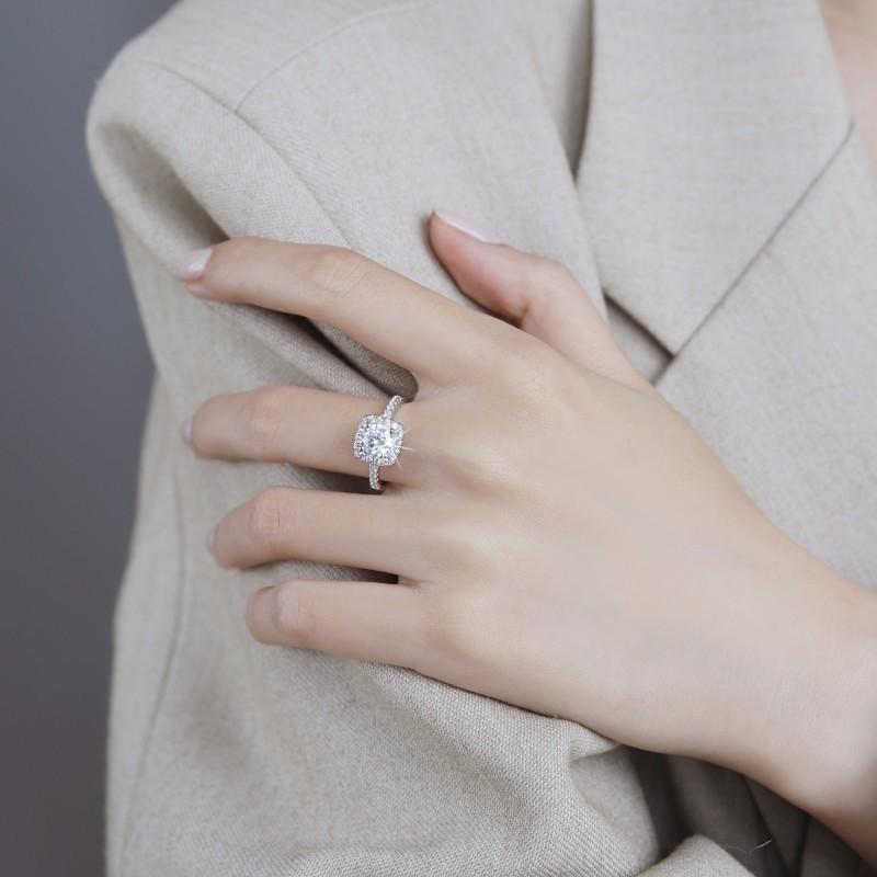 S925 Sterling Silver D Color Synthetic Moissanite Square Ring 1/2 Carat White/Green/Yellow/Black fashion jewelry accessory woman girl promise ring Springtok