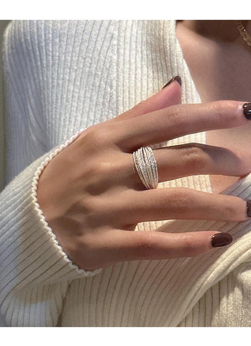 S925 Sterling Silver Minimalist Multi-layer Line Geometry Open Ring for Women -508(45%)