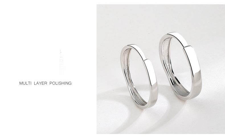 S925 Sterling Silver English Letter Couple Ring Plain Band -559 weddingring(45%)