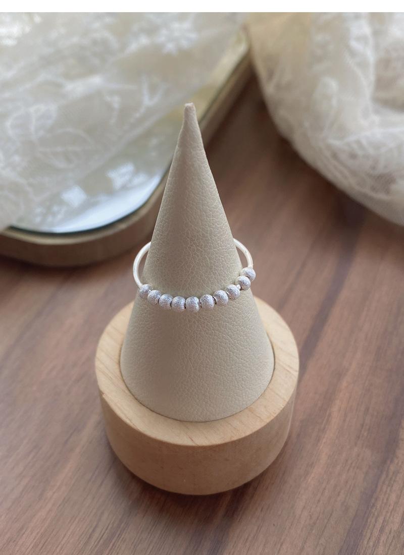S925 Sterling Silver Matte Brushed Round Bead Ring for Women Open Ring -522(45%)