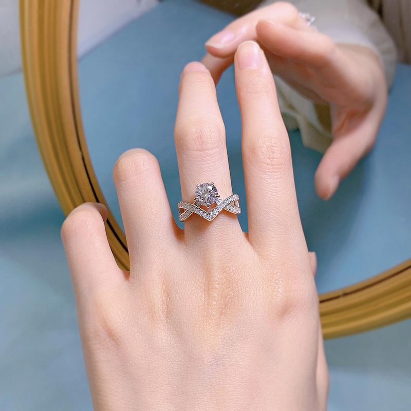 NO.083 S925 sterling silver round cut1 rust ring 6A cubic zirconia ring fashion jewelry accessory woman girl promise ring Springtok