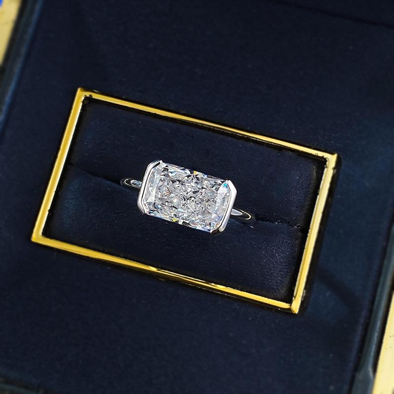 NO.012 S925 Sterling Silver Ice Flower cut rectangular ring 7*11mm 8A cubic zirconia ring fashion jewelry accessory woman girl promise ring Springtok