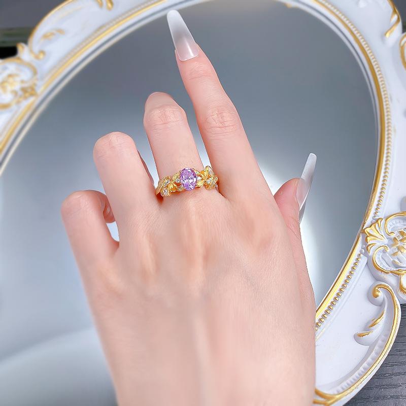 S925 Silver Purple Bauhinia Fairy Oval Ring 6*8mm 6A Cubic Zirconia Ring fashion jewelry accessible woman girl promise ring Springtok-105(35%)