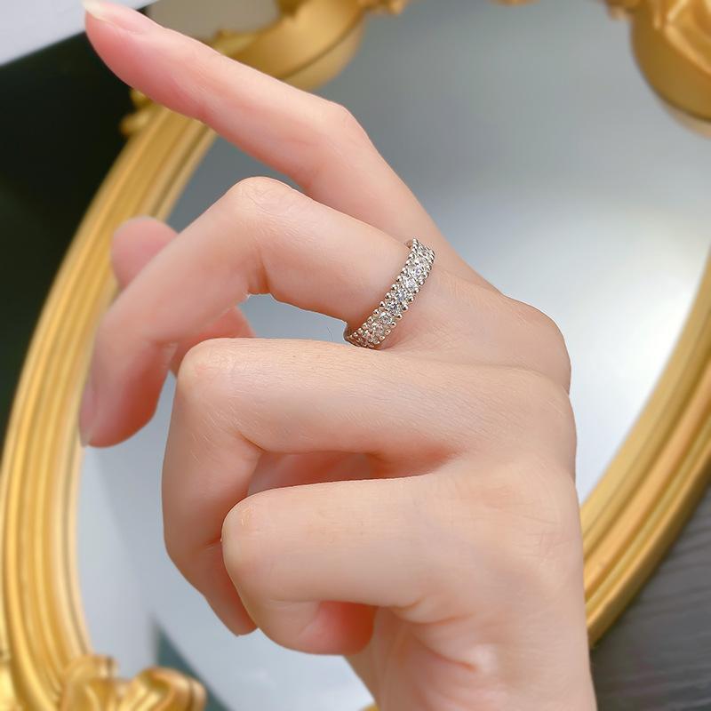 S925 Sterling Silver Single Row Starry Band Ring 6A Cubic Zirconia Ring-185(35%)