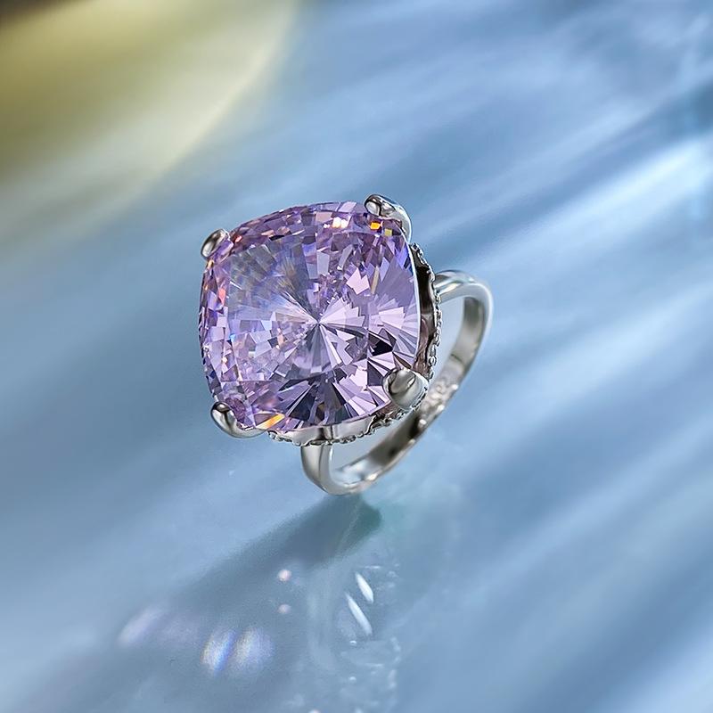 NO.020 S925 Sterling Silver Radian Cut High Carbon Ring 15*15 8A Cubic Zirconia Ring fashion jewelry accessory woman girl promise ring Springtok