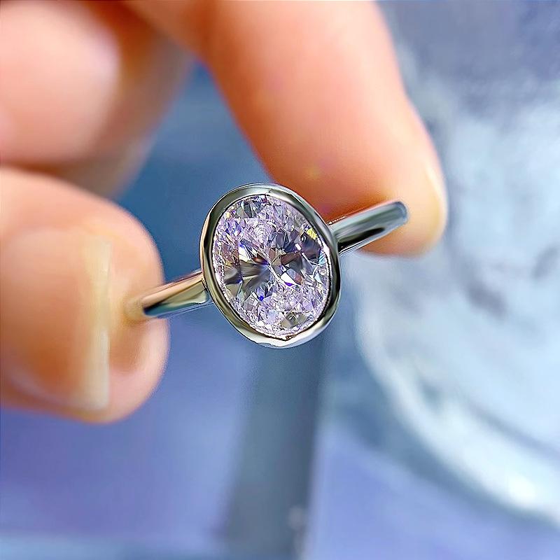 NO.006 S925 Sterling Silver Ice Flower Cut Oval Ring 6*8 8A Cubic Zirconia Ring fashion jewelry accessory woman girl promise ring Springtok