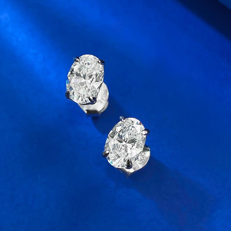 S925 Sterling Silver Oval Cut Oval Earrings 5*7 6A Cubic Zirconia Earrings Daily Life Earrings(35%)-600