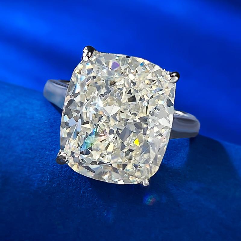 NO.017 S925 Sterling Silver Ice Flower Cut High Carbon Ring 6 Karat 12*14 8A Cubic Zirconia Ring fashion jewelry accessory woman girl promise ring Springtok