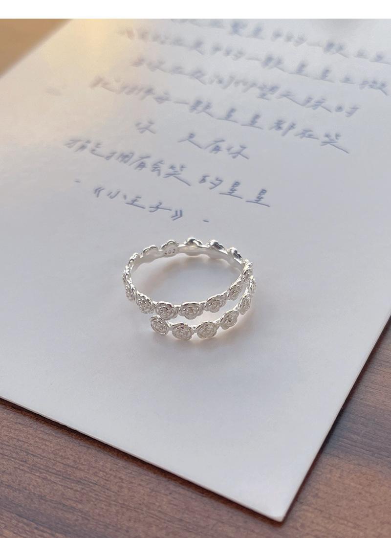 S925 Sterling Silver Rose Flower Ring Open Finger Ring For Women -528(45%)