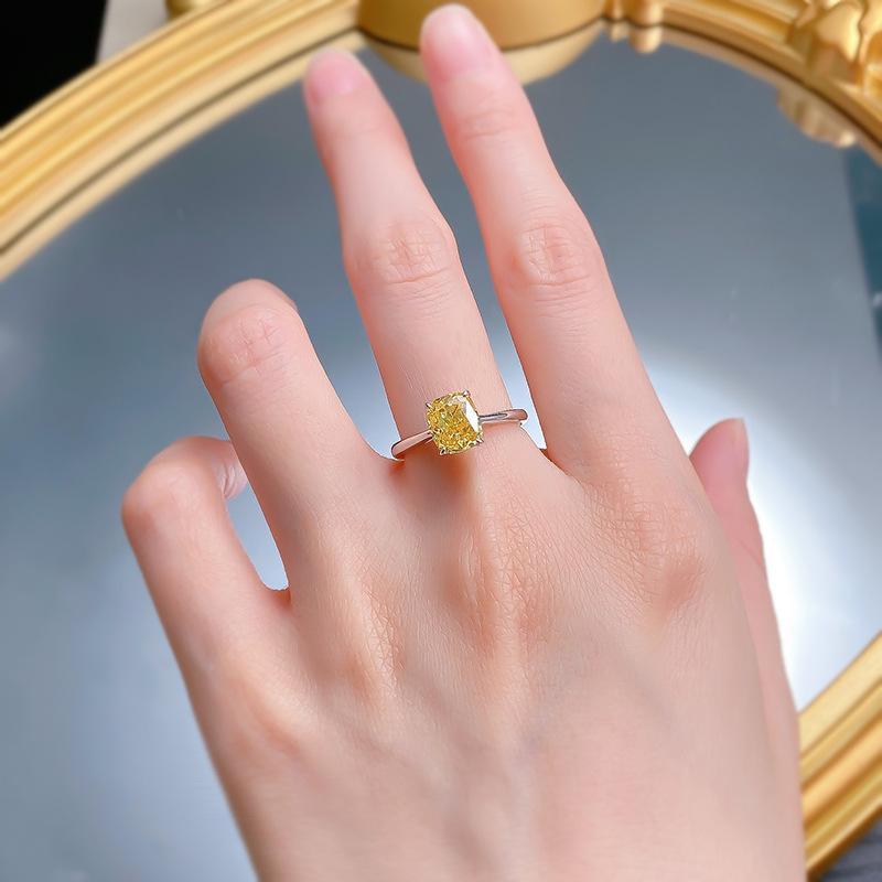 S925 Sterling Silver Cushion Cut Square Ring 6A Cubic Zirconia Ring 1.25Carat-296(35%)