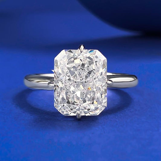 NO.007 S925 Sterling Silver Ice Flower Cut Square Ring 8*10mm 8A Cubic Zirconia Ring fashion jewelry accessory woman girl promise ring Springtok