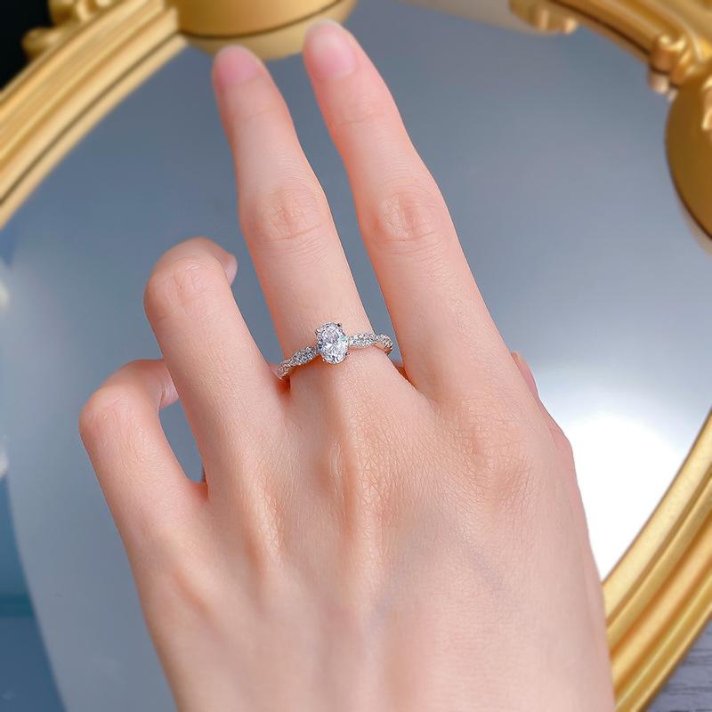 NO.049 S925 sterling silver oval cut ring 5*7mm 6A cubic zirconia ring fashion jewelry accessory woman girl promise ring Springtok