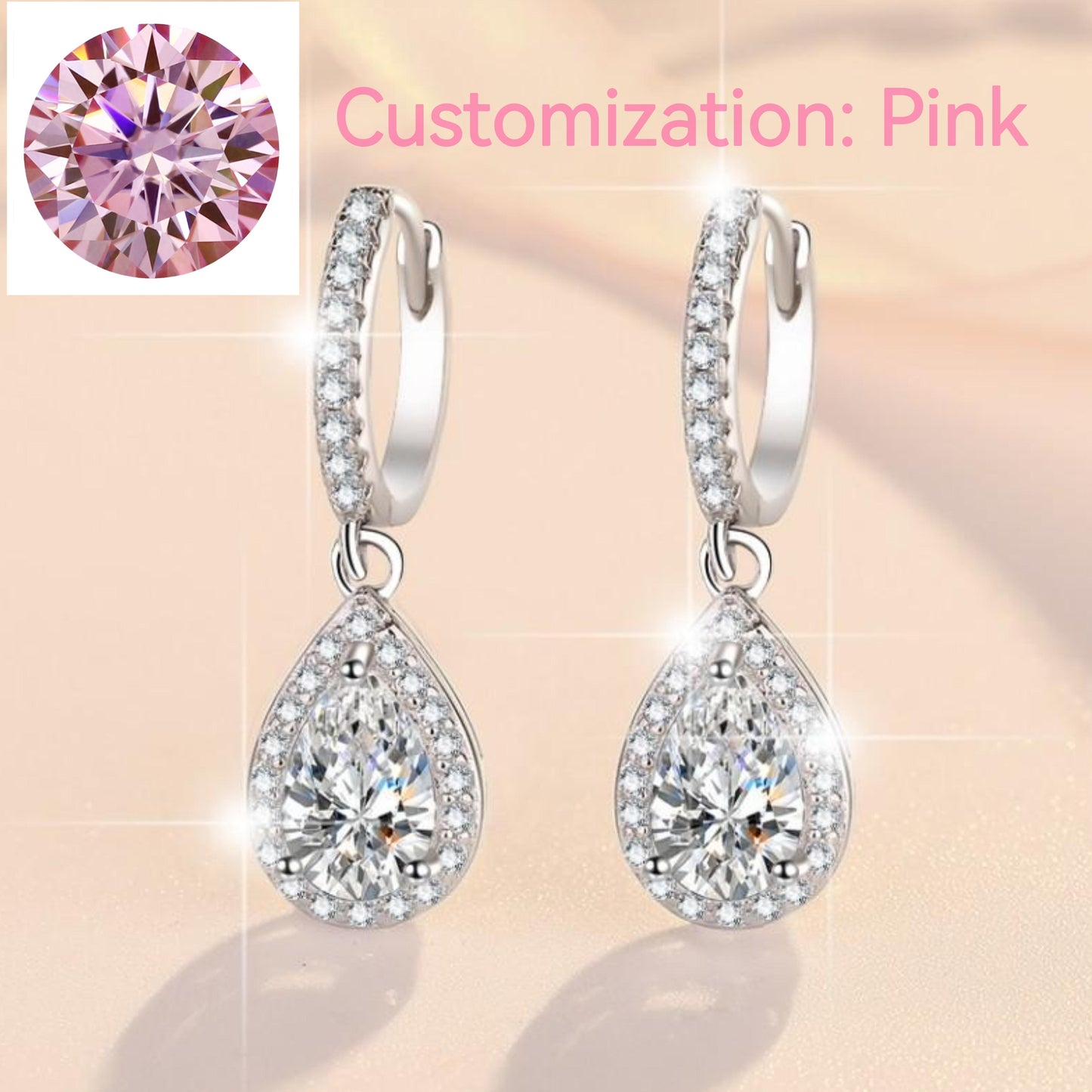 NO.176 S925 Sterling Silver Pear-Shaped Earrings Synthetic Moissanite Earrings Glittering daily life Earrings Springtok