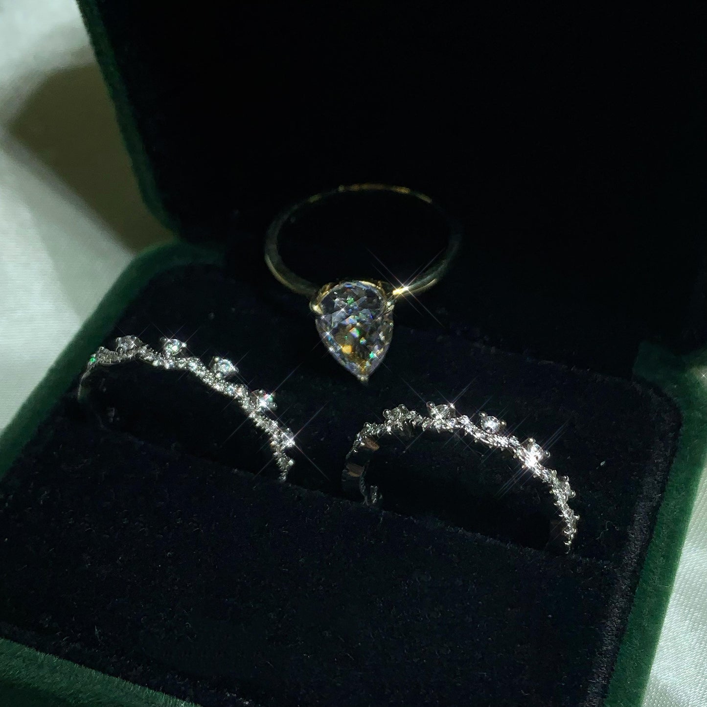 S925 Sterling Silver Pear Ice Flower Cut Water Drop Ring 7*11 8A Cubic Zirconia Ring fashion jewelry accessory woman girl promise ring-217(35%)