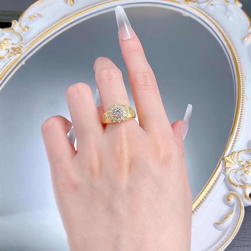 S925 Sterling Silver Golden Plated Brushed Ring 6A Cubic Zirconia Ring fashion jewelry accessory woman girl promise ring Springtok-350(35%)
