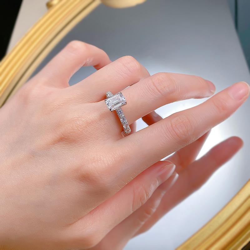 S925 Sterling Silver Grandma Cut Rock Sugar Ring 6*9mm 6A Cubic Zirconia Ring-368(35%)