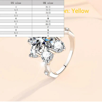 S925 Sterling Silver Synthetic Moissanite Ring Flower Ring fashion jewelry accessory woman girl promise ring-225(35%)