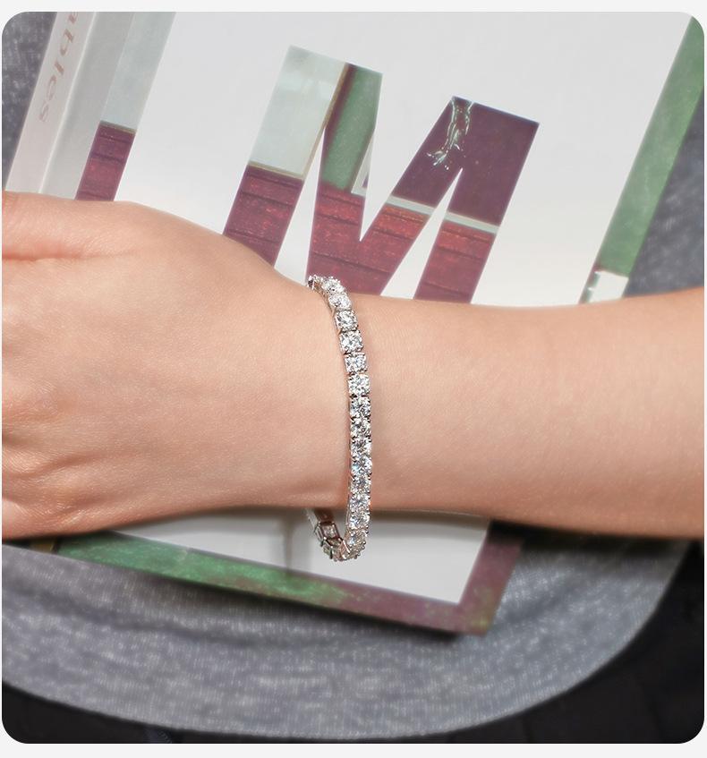 NO.225 S925 Sterling Silver Synthetic Moissanite Tennis Bracelet