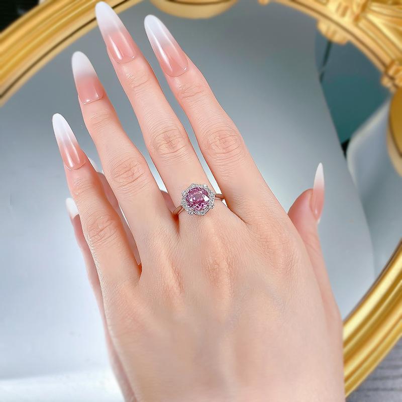 NO.232 S925 sterling silver rose cut high carbon ring 8*8mm 6A cubic zirconia ring fashion jewelry accessory woman girl promise ring Springtok