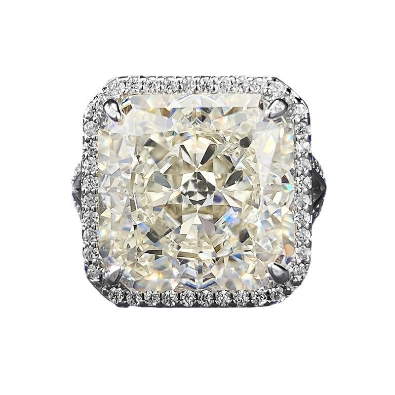 NO.014 S925 Sterling Silver Ice Flower Cut High Carbon Ring 13*13 8A Cubic Zirconia Ring fashion jewelry accessory woman girl promise ring Springtok