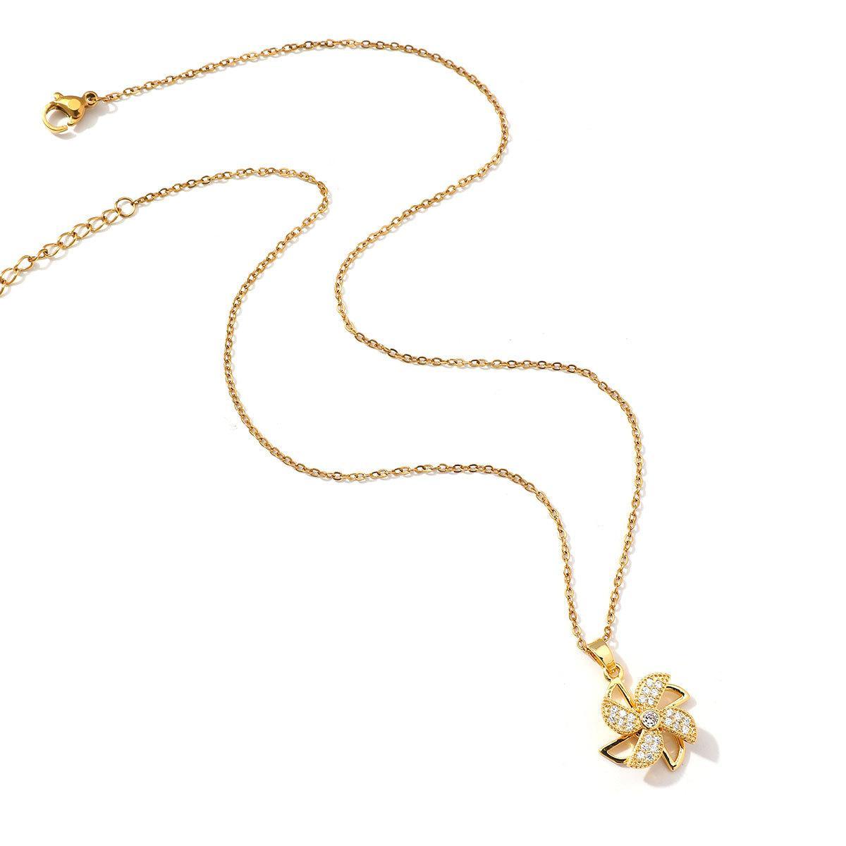 Rotating windmill pendant necklace women's summer light luxury niche design sense collarbone chain temperament versatile accessories jewelry