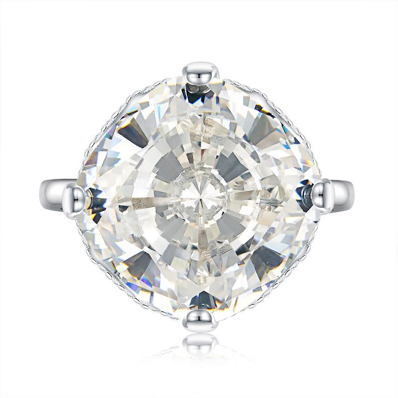 NO.020 S925 Sterling Silver Radian Cut High Carbon Ring 15*15 8A Cubic Zirconia Ring fashion jewelry accessory woman girl promise ring Springtok