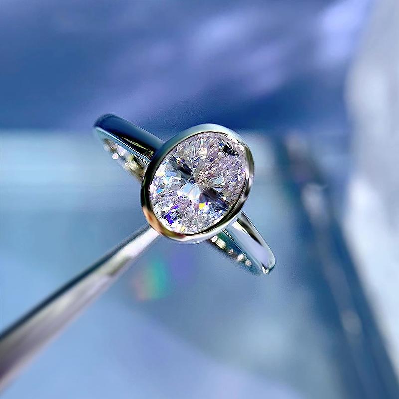 NO.006 S925 Sterling Silver Ice Flower Cut Oval Ring 6*8 8A Cubic Zirconia Ring fashion jewelry accessory woman girl promise ring Springtok