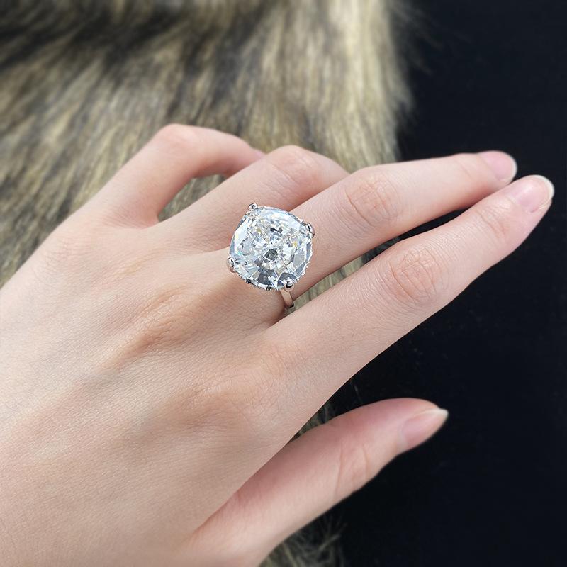 NO.020 S925 Sterling Silver Radian Cut High Carbon Ring 15*15 8A Cubic Zirconia Ring fashion jewelry accessory woman girl promise ring Springtok
