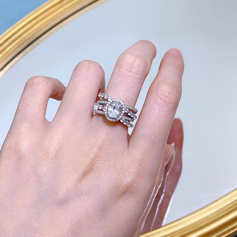 NO.058 S925 Sterling Silver Oval Cut Oval Ring 6 * 8mm 6A Cubic Zirconia Ring fashion jewelry accessory woman girl promise ring Springtok