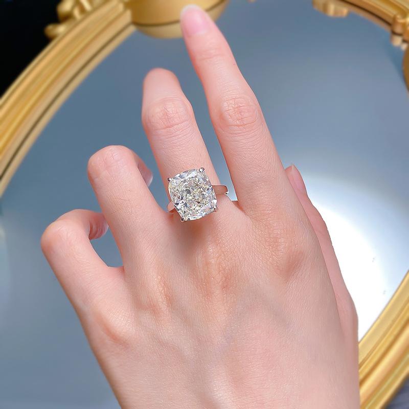 S925 Sterling Silver Ice Flower Cut High Carbon Ring 12*14 8A Cubic Zirconia Ring fashion jewelry accessory woman girl promise ring-264(35%)