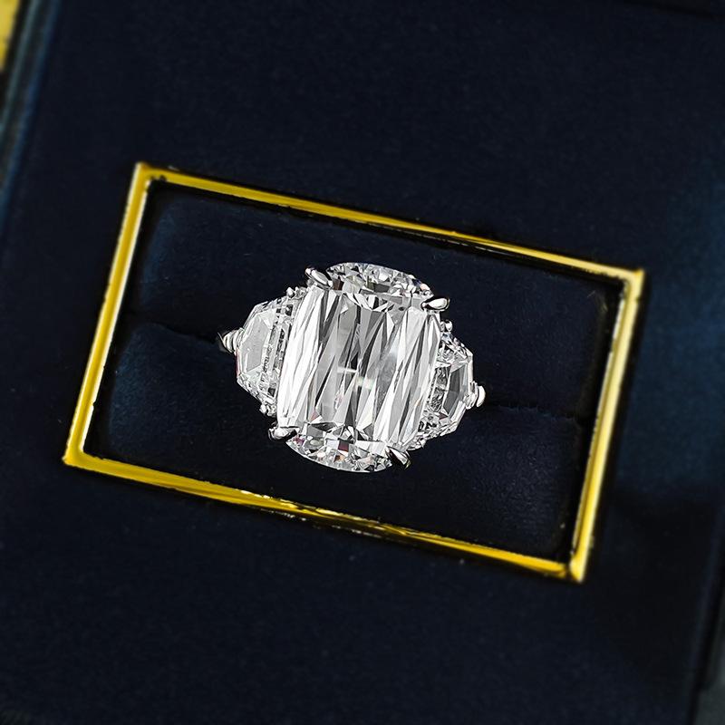 NO.048 S925 Silver Fat Square Prism Cut Ring 10 * 14mm 8A Cubic Zirconia Ring fashion jewelry accessory woman girl promise ring Springtok