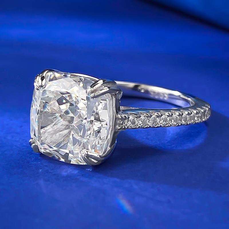 NO.023 S925 Sterling Silver Ice Flower Cut Square Ring 10*10mm 8A Cubic Zirconia Ring fashion jewelry accessory woman girl promise ring Springtok