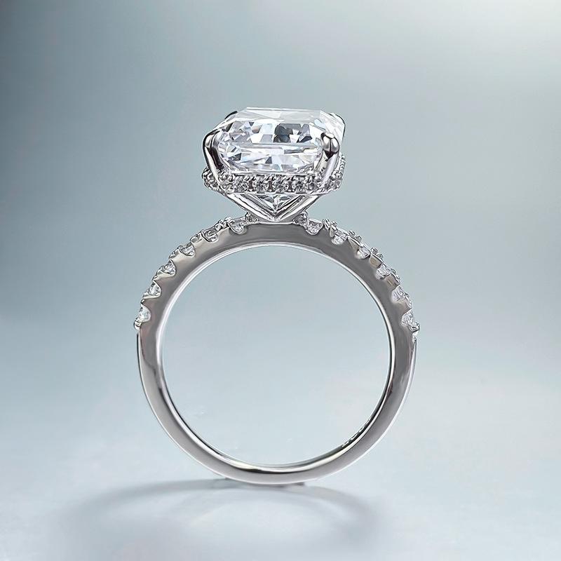 NO.004 S925 Sterling Silver Ice Flower cut rectangular ring 9*13mm 8A cubic zirconia ring fashion jewelry accessory woman girl promise ring Springtok