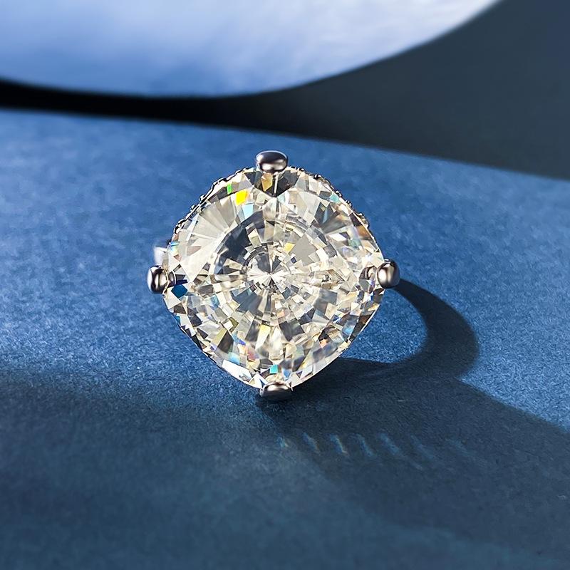 NO.020 S925 Sterling Silver Radian Cut High Carbon Ring 15*15 8A Cubic Zirconia Ring fashion jewelry accessory woman girl promise ring Springtok