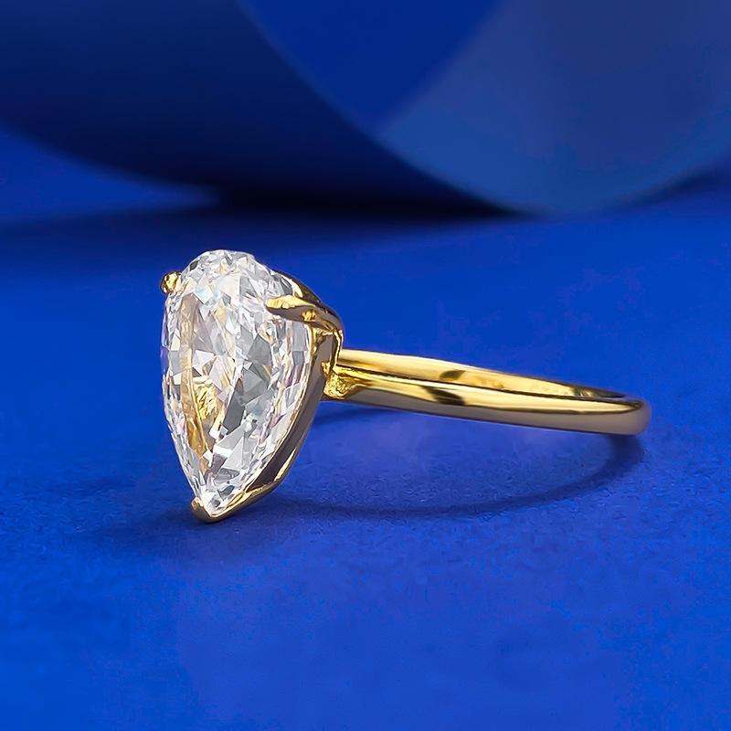 NO.027 S925 Sterling Silver Pear Ice Flower Cut Water Drop Ring 7*11 8A Cubic Zirconia Ring fashion jewelry accessory woman girl promise ring Springtok