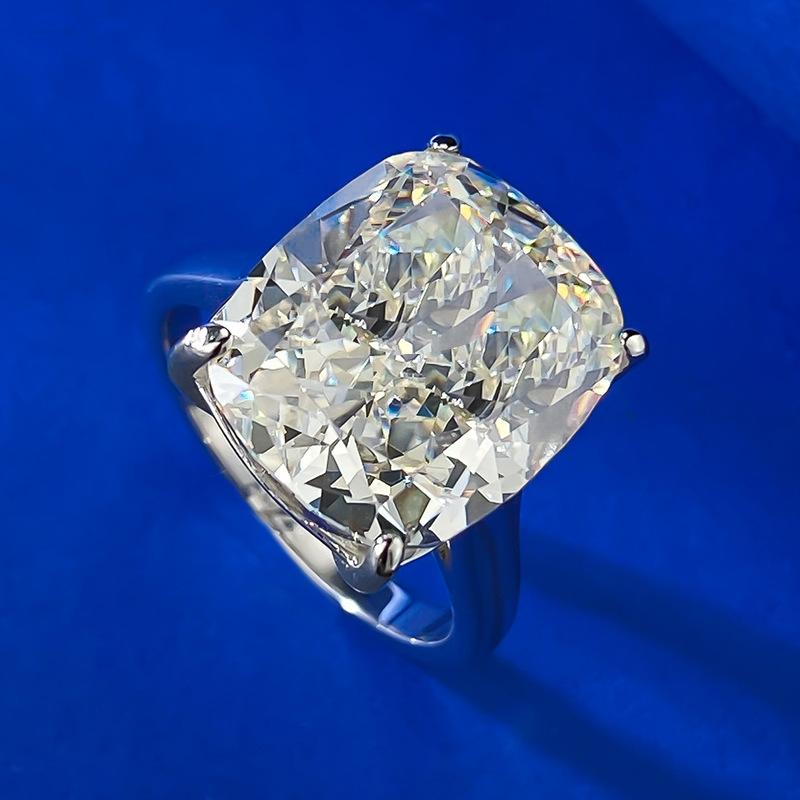 NO.017 S925 Sterling Silver Ice Flower Cut High Carbon Ring 6 Karat 12*14 8A Cubic Zirconia Ring fashion jewelry accessory woman girl promise ring Springtok