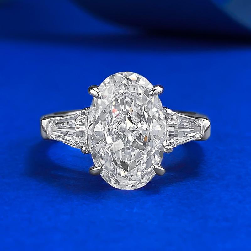 NO.042 S925 silver oval ice flower cut Ring 8*12mm 8A cubic zirconia ring fashion jewelry accessory woman girl promise ring Springtok